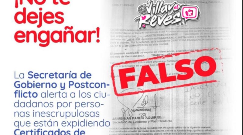 Pilas con la falsificación de certificados de residencias en Villavicencio