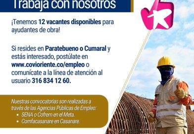 #TrabajoSiHay Se requieren ayudantes de obra en #Paratebueno y #Cumaral